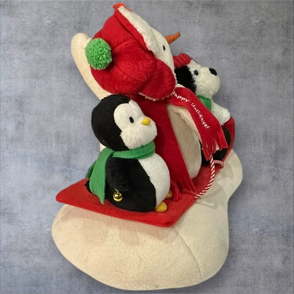 Hallmark Musical Plush Sleigh Ride Snowman Penguin Dog Christmas Tested/Works